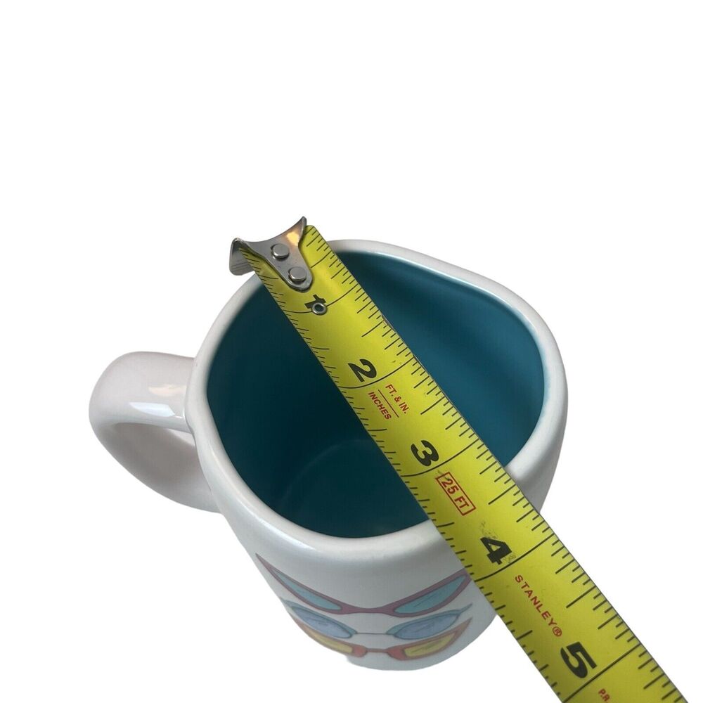 RAE DUNN  "THROWING SHADE" Double Sided Mug With Sunglasses On Back Blue Inside - Picture 3 of 6
